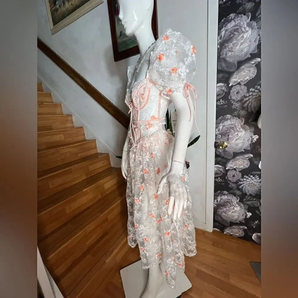 New free People For Love & Lemons Tessa Midi Dress/ Size M - Picture 8 of 12